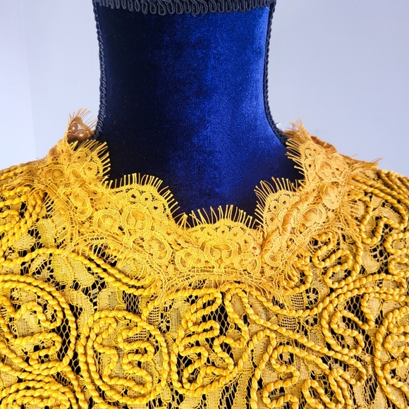 Zara Tops Zara Trafaluc Embroidered Lace Mustard Yellow Top Poshmark